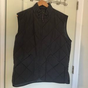 J Crew Mercantile Full Zip Quilted Vest Gray Medium